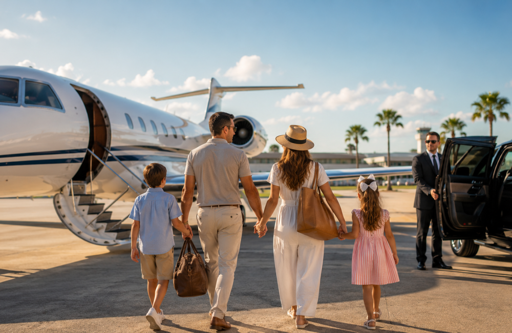 Private jet for family vacation